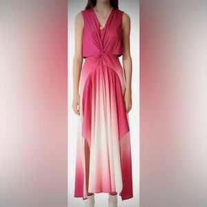 Maje Rose Recia Sleeveless V - Neck Cutout Maxi Dress Pink Ombre Color Size M